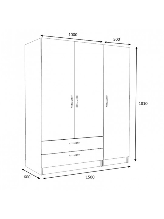 Ντουλάπα ρούχων Victoria Megapap τρίφυλλη με συρτάρια χρώμα λευκό 150x60x181εκ. Ντουλάπα ρούχων Victoria Megapap τρίφυλλη με συρτάρια χρώμα λευκό 150x60x181εκ.