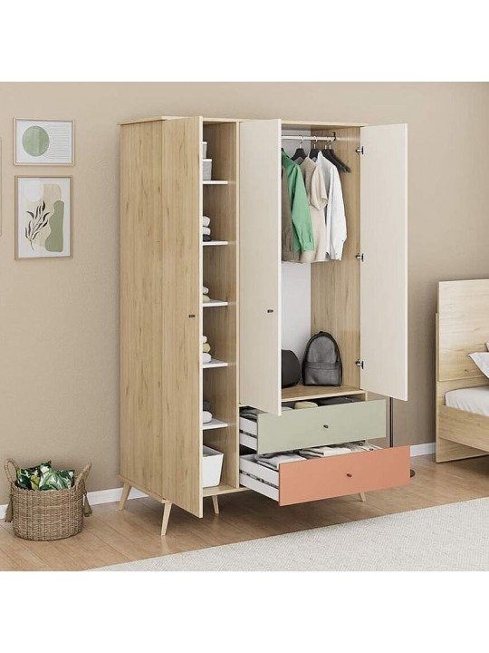 Ντουλάπα ρούχων Terra Megapap τρίφυλλη με συρτάρια χρώμα florida oak 121x54x200εκ. Ντουλάπα ρούχων Terra Megapap τρίφυλλη με συρτάρια χρώμα florida oak 121x54x200εκ.