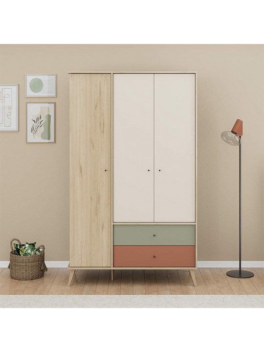 Ντουλάπα ρούχων Terra Megapap τρίφυλλη με συρτάρια χρώμα florida oak 121x54x200εκ. Ντουλάπα ρούχων Terra Megapap τρίφυλλη με συρτάρια χρώμα florida oak 121x54x200εκ.