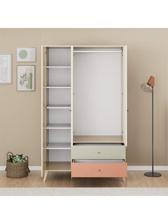 Ντουλάπα ρούχων Terra Megapap τρίφυλλη με συρτάρια χρώμα florida oak 121x54x200εκ. Ντουλάπα ρούχων Terra Megapap τρίφυλλη με συρτάρια χρώμα florida oak 121x54x200εκ.