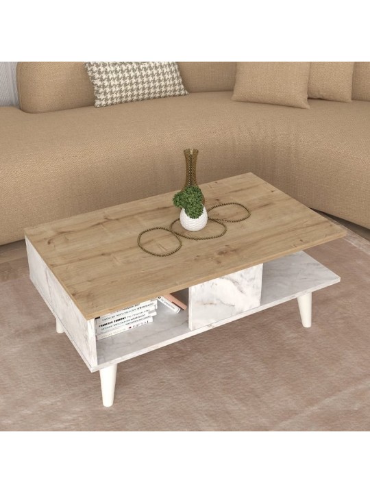 Τραπεζάκι σαλονιού Andros Megapap χρώμα sapphire oak - λευκό εφέ μαρμάρου 90x54x39,6εκ. Τραπεζάκι σαλονιού Andros Megapap χρώμα sapphire oak - λευκό εφέ μαρμάρου 90x54x39,6εκ.