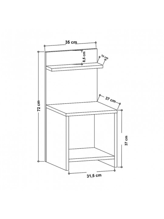 Κομοδίνο Ulman Megapap χρώμα ανθρακί 35x37x72εκ. Κομοδίνο Ulman Megapap χρώμα ανθρακί 35x37x72εκ.