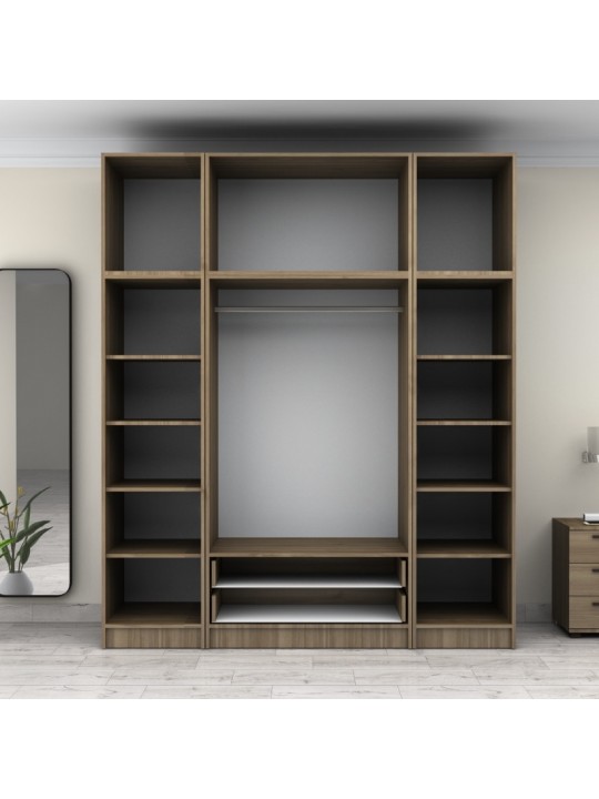 Ντουλάπα ρούχων Victoria Megapap τετράφυλλη με πατάρι και συρτάρια χρώμα καρυδί 200x60x240εκ. Ντουλάπα ρούχων Victoria Megapap τετράφυλλη με πατάρι και συρτάρια χρώμα καρυδί 200x60x240εκ.