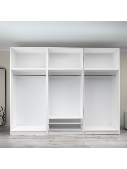 Ντουλάπα ρούχων Victoria Megapap εξάφυλλη με πατάρι και συρτάρια χρώμα λευκό 300x60x240εκ. Ντουλάπα ρούχων Victoria Megapap εξάφυλλη με πατάρι και συρτάρια χρώμα λευκό 300x60x240εκ.