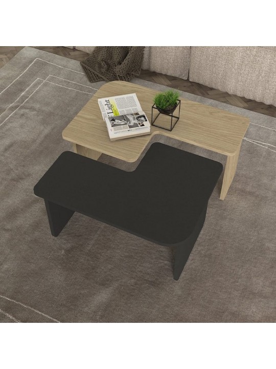 Τραπεζάκι σαλονιού σετ 2τμχ Lava Megapap χρώμα rota oak - ανθρακί 75x48,5x35,6εκ. Τραπεζάκι σαλονιού σετ 2τμχ Lava Megapap χρώμα rota oak - ανθρακί 75x48,5x35,6εκ.