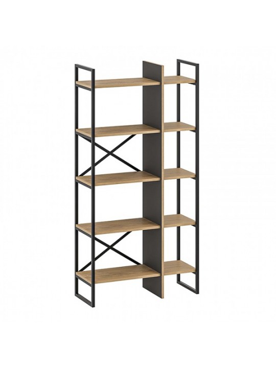 Βιβλιοθήκη Detroit Megapap χρώμα sapphire oak - silky black 87,5x35,2x175εκ. Βιβλιοθήκη Detroit Megapap χρώμα sapphire oak - silky black 87,5x35,2x175εκ.