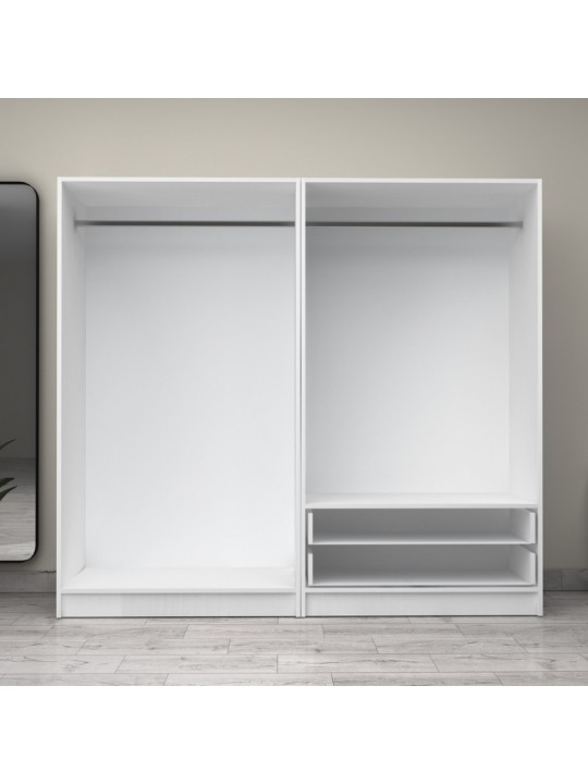 Ντουλάπα ρούχων Victoria Megapap τετράφυλλη με συρτάρια χρώμα λευκό 200x60x181εκ. Ντουλάπα ρούχων Victoria Megapap τετράφυλλη με συρτάρια χρώμα λευκό 200x60x181εκ.