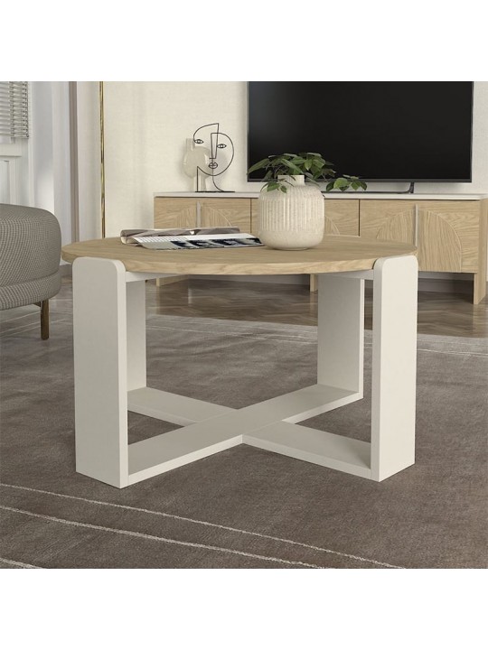 Τραπεζάκι σαλονιού Rebel Megapap χρώμα rota oak - sandstone Ø70x38εκ. Τραπεζάκι σαλονιού Rebel Megapap χρώμα rota oak - sandstone Ø70x38εκ.