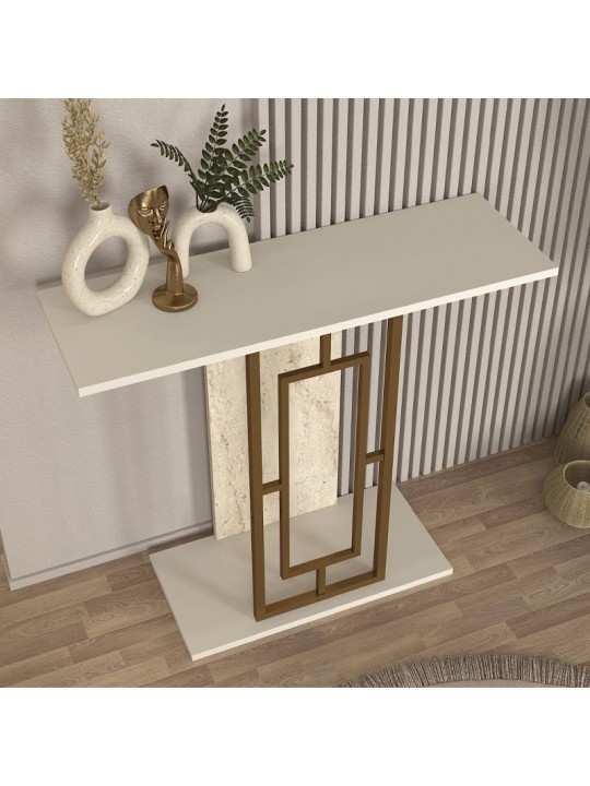 Κονσόλα Alderas Megapap χρώμα sandstone - travertine - χρυσό 90x29,6x76,8εκ. Κονσόλα Alderas Megapap χρώμα sandstone - travertine - χρυσό 90x29,6x76,8εκ.