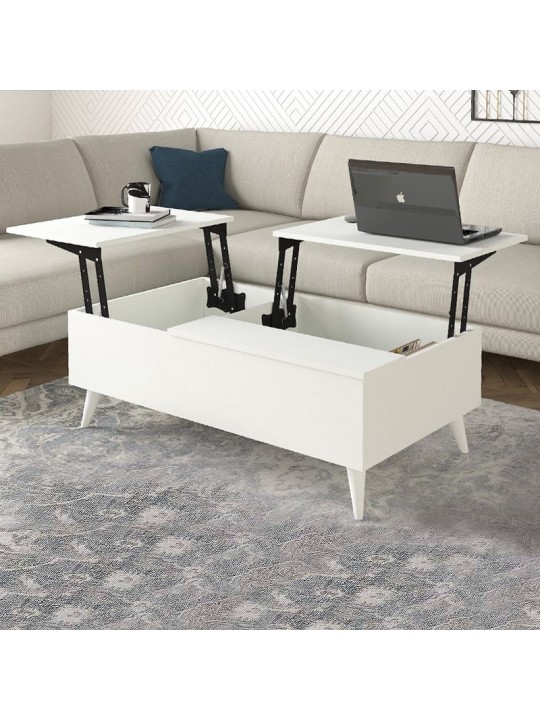 Τραπεζάκι σαλονιού Roy Megapap με σερβιτόρο χρώμα λευκό 121x69x40εκ. Τραπεζάκι σαλονιού Roy Megapap με σερβιτόρο χρώμα λευκό 121x69x40εκ.