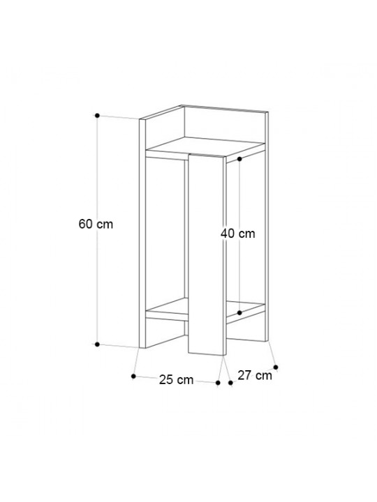 Κομοδίνο Elos Megapap αριστερό χρώμα black wood 25x27x60εκ. Κομοδίνο Elos Megapap αριστερό χρώμα black wood 25x27x60εκ.
