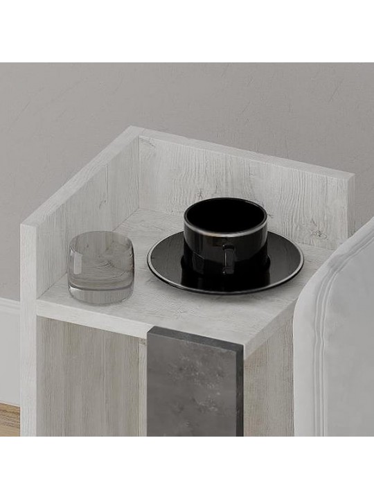 Κομοδίνο Elos Megapap αριστερό χρώμα λευκό αντικέ - γκρι ρετρό 25x27x60εκ. Κομοδίνο Elos Megapap αριστερό χρώμα λευκό αντικέ - γκρι ρετρό 25x27x60εκ.