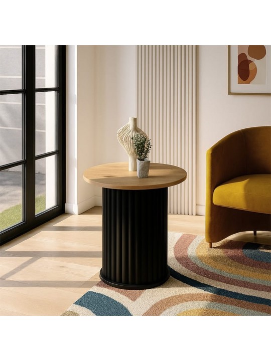 Τραπεζάκι βοηθητικό Bohema Megapap χρώμα μαύρο - sepet oak Ø50x53,2εκ. Τραπεζάκι βοηθητικό Bohema Megapap χρώμα μαύρο - sepet oak Ø50x53,2εκ.