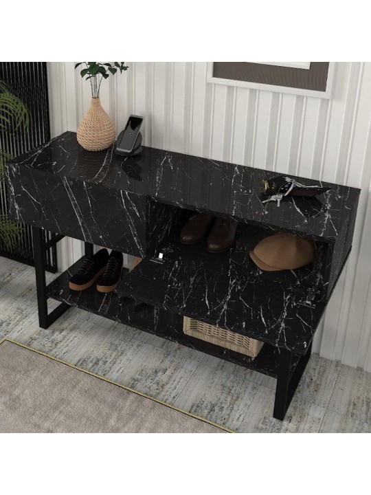 Κονσόλα Aron Megapap χρώμα μαύρο εφέ μαρμάρου 138,8x41x75,7εκ. Κονσόλα Aron Megapap χρώμα μαύρο εφέ μαρμάρου 138,8x41x75,7εκ.
