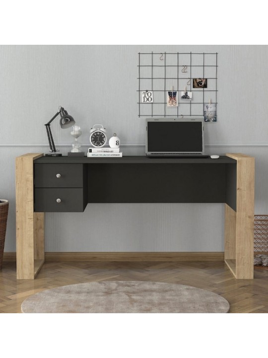 Γραφείο εργασίας Fernando Megapap χρώμα ανθρακί - sapphire oak 158,4x60x72,2εκ. Γραφείο εργασίας Fernando Megapap χρώμα ανθρακί - sapphire oak 158,4x60x72,2εκ.