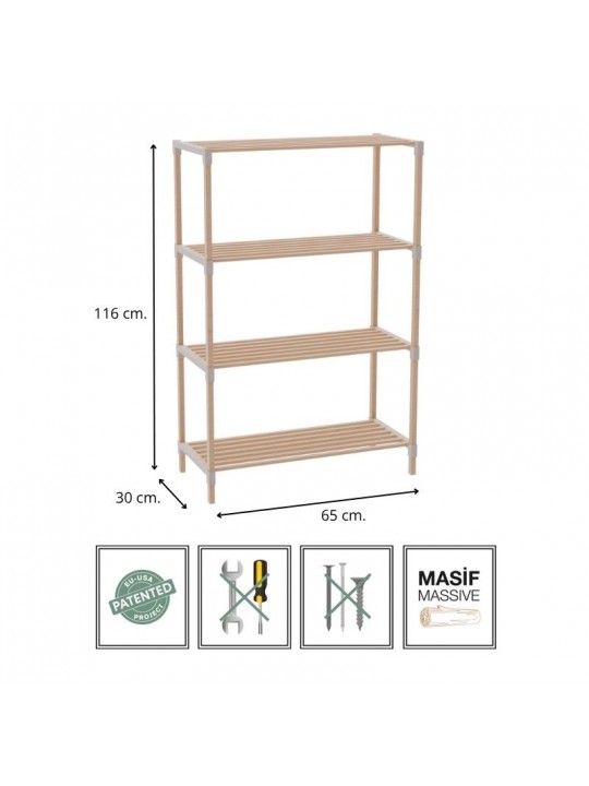 Ραφιέρα δαπέδου ξύλινη - πλαστική χρώμα φυσικό - μπεζ 65x30x116εκ. Ραφιέρα δαπέδου ξύλινη - πλαστική χρώμα φυσικό - μπεζ 65x30x116εκ.