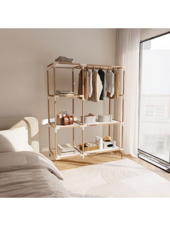 Ντουλάπα ρούχων ανοιχτή - Έπιπλο εισόδου ξύλινο - πλαστικό χρώμα φυσικό - μπεζ 117x47x155εκ. Ντουλάπα ρούχων ανοιχτή - Έπιπλο εισόδου ξύλινο - πλαστικό χρώμα φυσικό - μπεζ 117x47x155εκ.