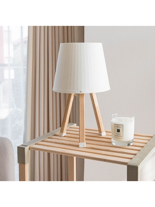 Φωτιστικό επιτραπέζιο ξύλινο - πλαστικό χρώμα μπεζ Ø18x34εκ. Φωτιστικό επιτραπέζιο ξύλινο - πλαστικό χρώμα μπεζ Ø18x34εκ.