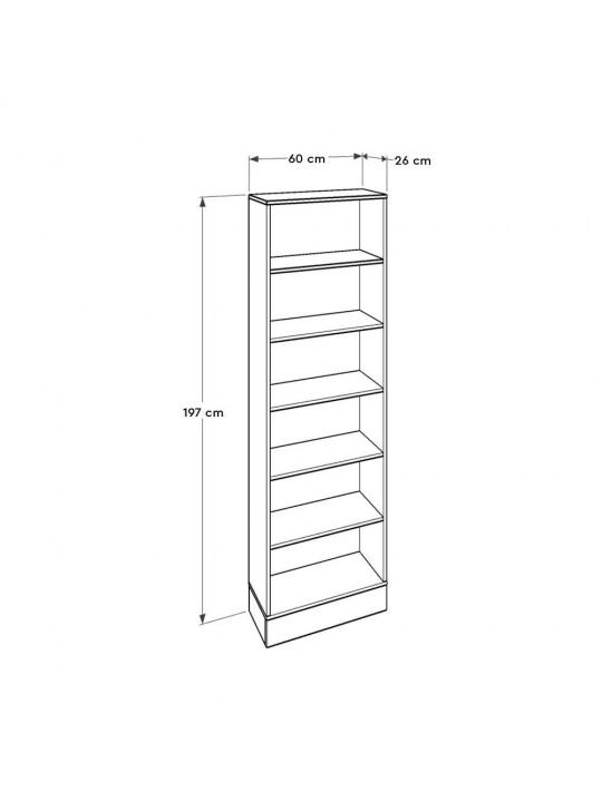 Βιβλιοθήκη Base Megapap χρώμα oak - λευκό 60x26x197εκ. Βιβλιοθήκη Base Megapap χρώμα oak - λευκό 60x26x197εκ.