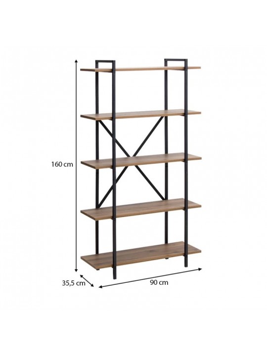 Βιβλιοθήκη Ernesto Megapap χρώμα μαύρο - καπνιστή καρυδιά 90x35,5x160εκ. Βιβλιοθήκη Ernesto Megapap χρώμα μαύρο - καπνιστή καρυδιά 90x35,5x160εκ.