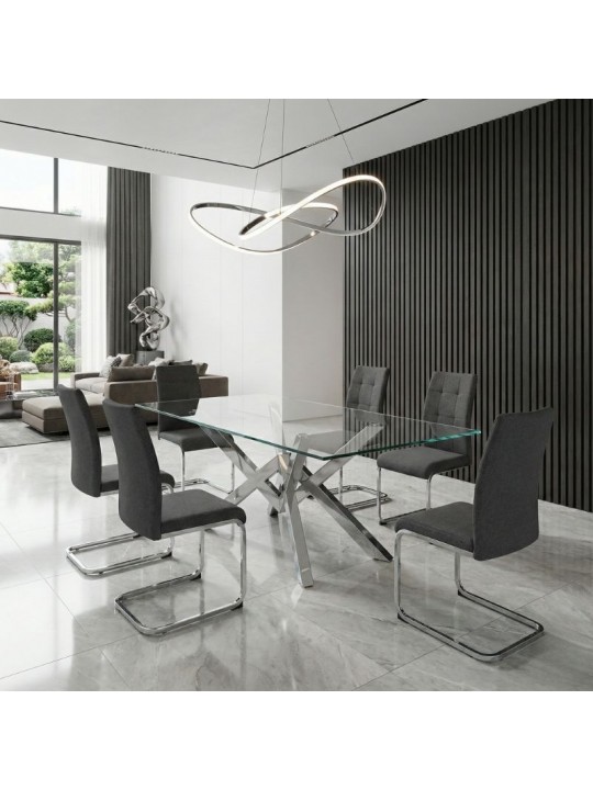 Καρέκλα τραπεζαρίας Laura Megapap γκρι ύφασμα - μεταλλική βάση χρωμίου 42x58x98εκ. Καρέκλα τραπεζαρίας Laura Megapap γκρι ύφασμα - μεταλλική βάση χρωμίου 42x58x98εκ.