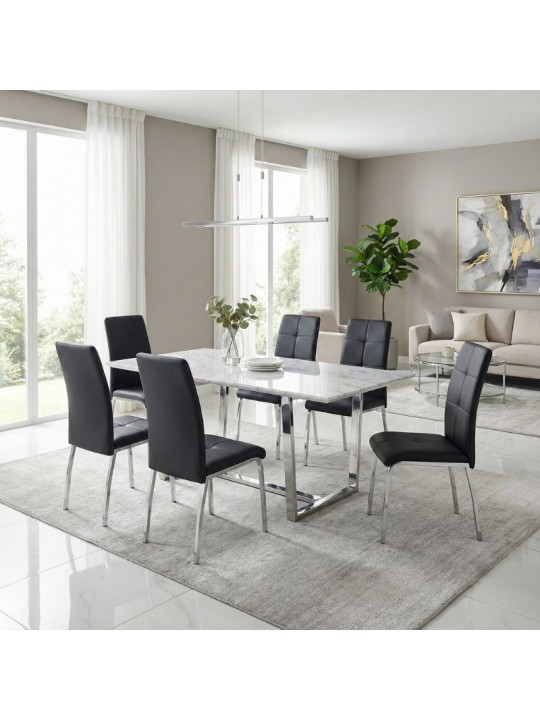 Καρέκλα τραπεζαρίας Alma Megapap μαύρο PU - μεταλλικό πόδι χρωμίου 42x53x97εκ. Καρέκλα τραπεζαρίας Alma Megapap μαύρο PU - μεταλλικό πόδι χρωμίου 42x53x97εκ.