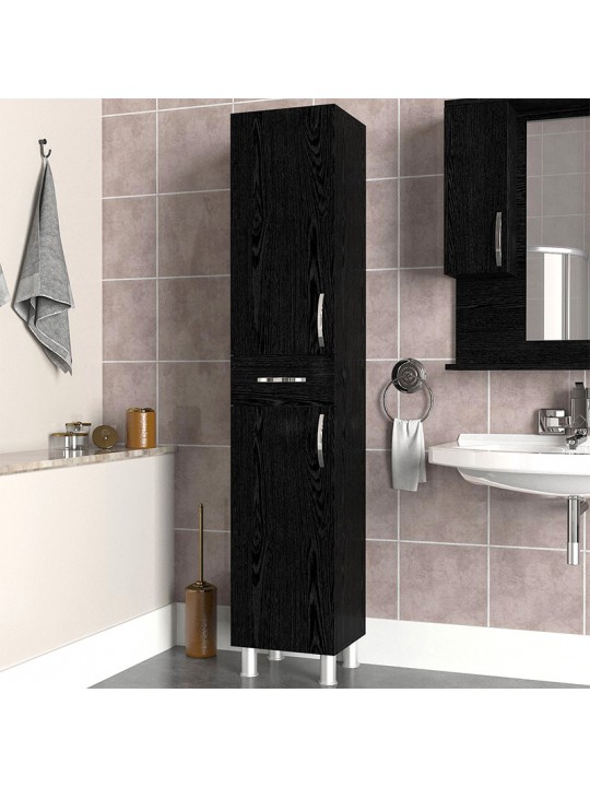 Ντουλάπι κουζίνας - μπάνιου Selina Megapap χρώμα sencron black 35x31x179εκ. Ντουλάπι κουζίνας - μπάνιου Selina Megapap χρώμα sencron black 35x31x179εκ.