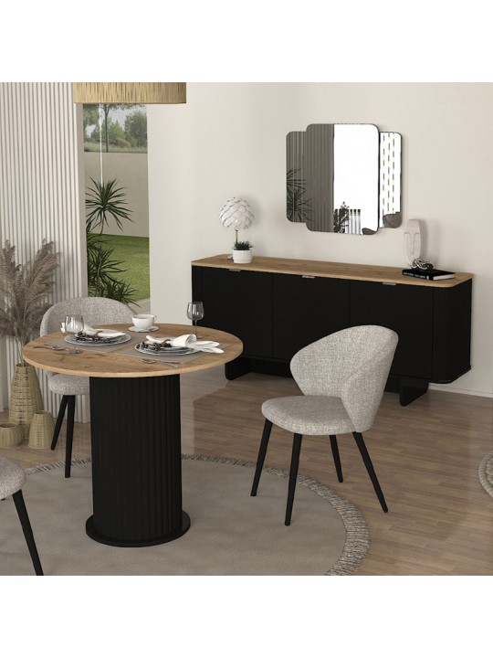 Τραπέζι Bohema Megapap χρώμα μαύρο - sepet oak Ø90x77,7εκ. Τραπέζι Bohema Megapap χρώμα μαύρο - sepet oak Ø90x77,7εκ.