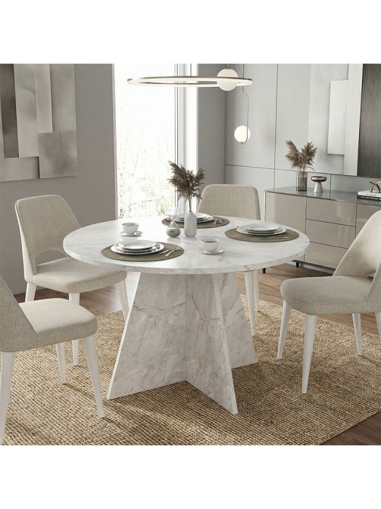 Τραπέζι Tailor Megapap χρώμα λευκό εφέ μαρμάρου Ø120x75,7εκ. Τραπέζι Tailor Megapap χρώμα λευκό εφέ μαρμάρου Ø120x75,7εκ.