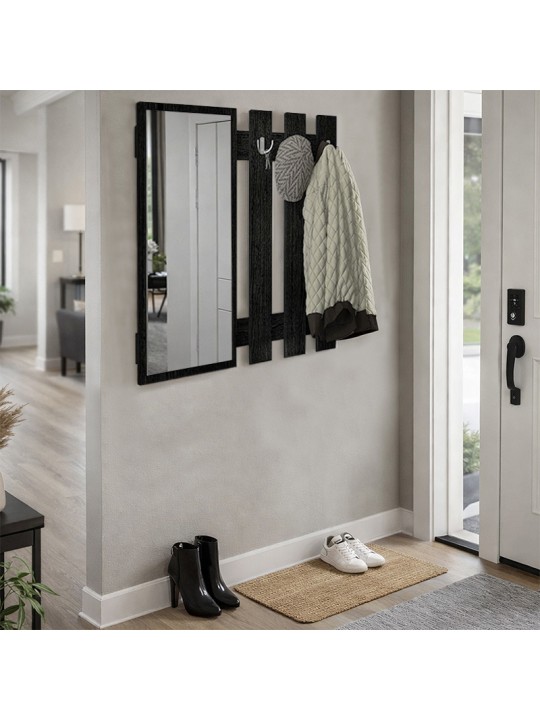 Κρεμάστρα τοίχου με καθρέπτη Folin Megapap χρώμα sencron black 90x4x90εκ. Κρεμάστρα τοίχου με καθρέπτη Folin Megapap χρώμα sencron black 90x4x90εκ.