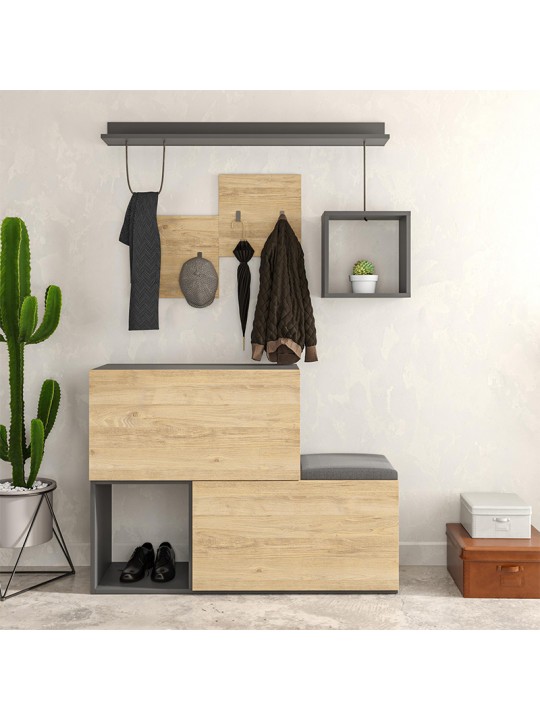 Έπιπλο εισόδου - παπουτσοθήκη Holdon Megapap sapphire oak/ανθρακί 120x36,5x87,5εκ. Έπιπλο εισόδου - παπουτσοθήκη Holdon Megapap sapphire oak/ανθρακί 120x36,5x87,5εκ.