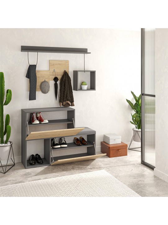 Έπιπλο εισόδου - παπουτσοθήκη Holdon Megapap sapphire oak/ανθρακί 120x36,5x87,5εκ. Έπιπλο εισόδου - παπουτσοθήκη Holdon Megapap sapphire oak/ανθρακί 120x36,5x87,5εκ.