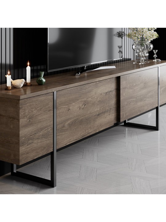 Έπιπλο τηλεόρασης Luxe Megapap χρώμα καρυδί 180x30x50εκ. Έπιπλο τηλεόρασης Luxe Megapap χρώμα καρυδί 180x30x50εκ.