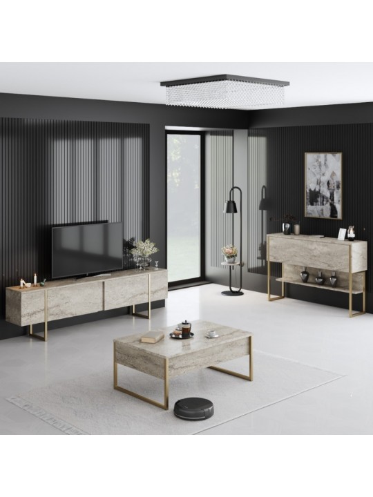 Τραπεζάκι σαλονιού Luxe Megapap χρώμα travertine - χρυσό 90x60x40εκ. Τραπεζάκι σαλονιού Luxe Megapap χρώμα travertine - χρυσό 90x60x40εκ.