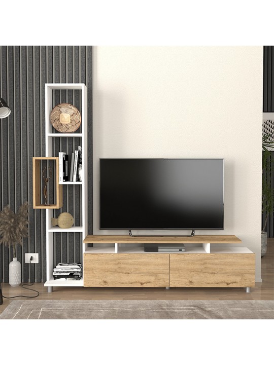 Σύνθεση τηλεόρασης Tulip Megapap χρώμα λευκό - sepet oak 160x29,5x160εκ. Σύνθεση τηλεόρασης Tulip Megapap χρώμα λευκό - sepet oak 160x29,5x160εκ.