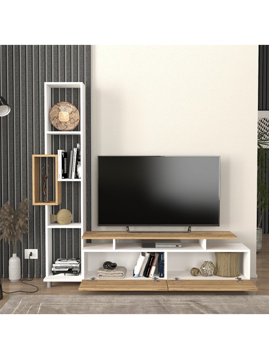 Σύνθεση τηλεόρασης Tulip Megapap χρώμα λευκό - sepet oak 160x29,5x160εκ. Σύνθεση τηλεόρασης Tulip Megapap χρώμα λευκό - sepet oak 160x29,5x160εκ.