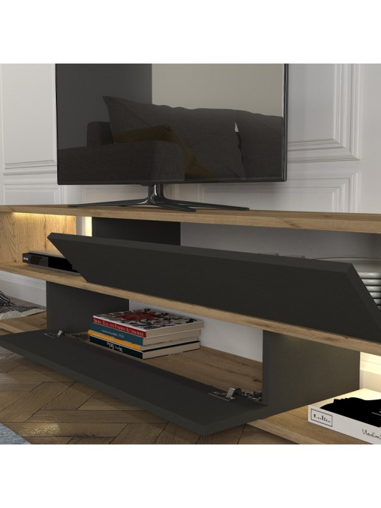 Σύνθεση τηλεόρασης Manet Megapap με LED χρώμα sepet oak - ανθρακί 180x29,5x39εκ. Σύνθεση τηλεόρασης Manet Megapap με LED χρώμα sepet oak - ανθρακί 180x29,5x39εκ.