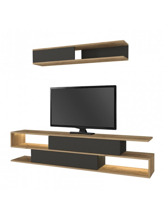 Σύνθεση τηλεόρασης Manet Megapap με LED χρώμα sepet oak - ανθρακί 180x29,5x39εκ. Σύνθεση τηλεόρασης Manet Megapap με LED χρώμα sepet oak - ανθρακί 180x29,5x39εκ.