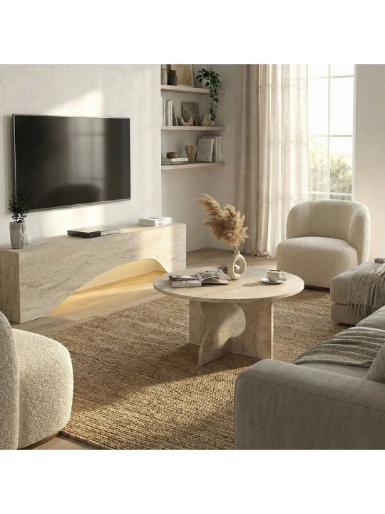 Τραπεζάκι σαλονιού Mara Megapap χρώμα travertine Ø75x36,8εκ. Τραπεζάκι σαλονιού Mara Megapap χρώμα travertine Ø75x36,8εκ.