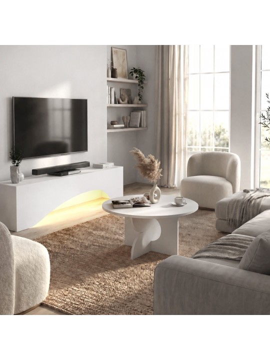 Τραπεζάκι σαλονιού Mara Megapap χρώμα λευκό Ø75x36,8εκ. Τραπεζάκι σαλονιού Mara Megapap χρώμα λευκό Ø75x36,8εκ.