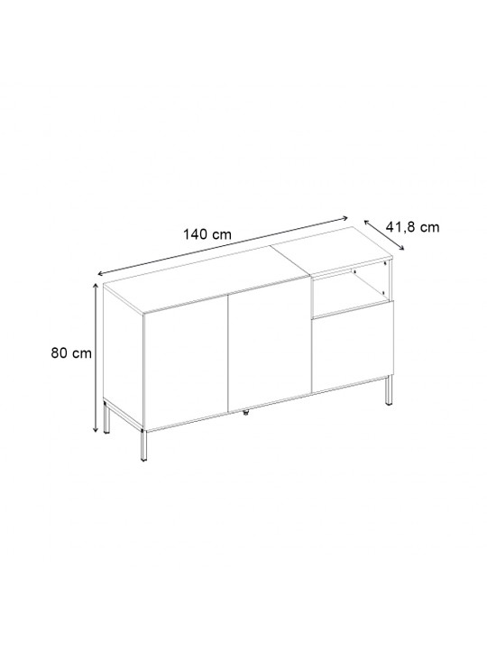 Μπουφές Cailin Megapap χρώμα sandstone - sepet oak 140x41,8x80εκ. Μπουφές Cailin Megapap χρώμα sandstone - sepet oak 140x41,8x80εκ.