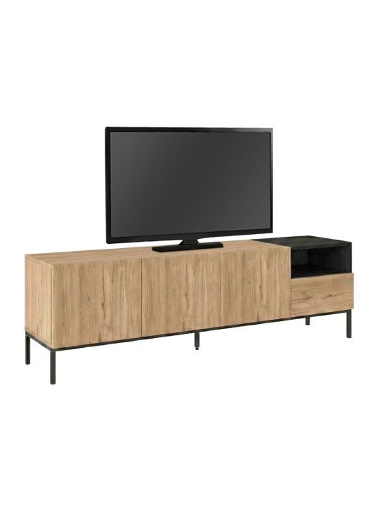 Έπιπλο τηλεόρασης Cailin Megapap χρώμα sepet oak - black wood 180x41,8x55εκ. Έπιπλο τηλεόρασης Cailin Megapap χρώμα sepet oak - black wood 180x41,8x55εκ.