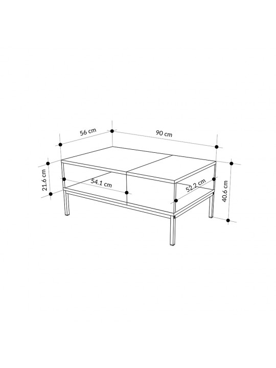 Τραπεζάκι σαλονιού Cailin Megapap χρώμα sepet oak - black wood 90x56x40,6εκ. Τραπεζάκι σαλονιού Cailin Megapap χρώμα sepet oak - black wood 90x56x40,6εκ.