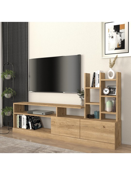 Σύνθεση τηλεόρασης Pesaro Megapap χρώμα sepet oak 165x25x91,3εκ.