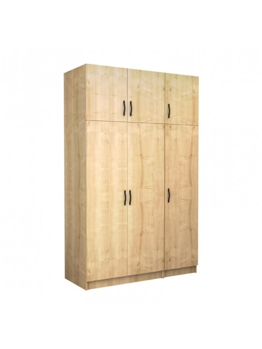 Ντουλάπα ρούχων Victoria Megapap τρίφυλλη με πατάρι χρώμα φυσικό οξιάς 150x60x240εκ.