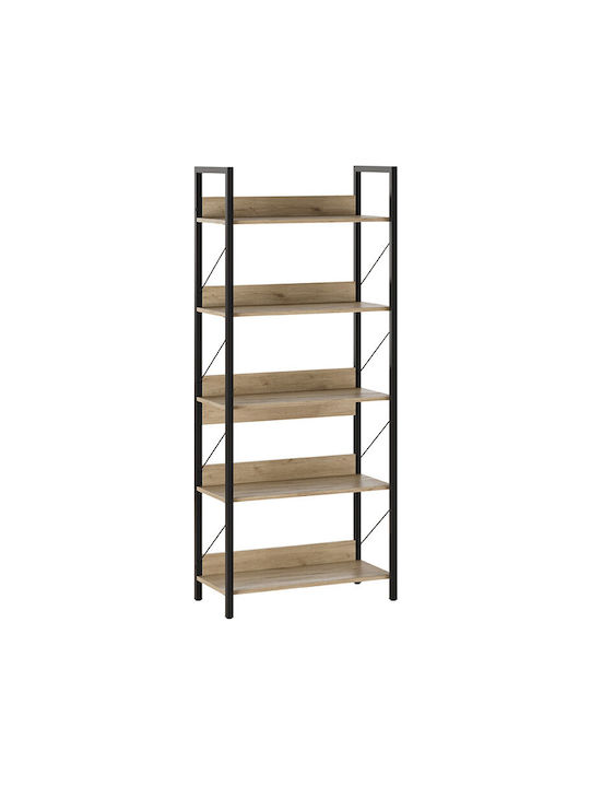 Βιβλιοθήκη Connect Megapap χρώμα florida oak 73x35x172εκ.