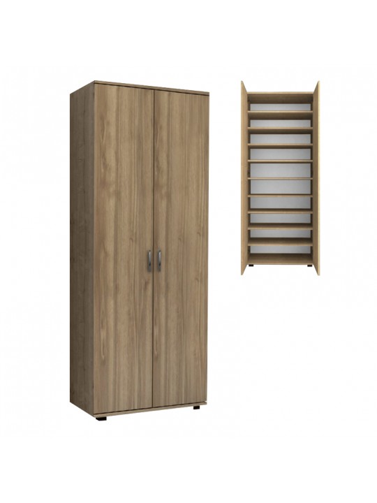 Ντουλάπα ρούχων - παπουτσοθήκη Eric Megapap δίφυλλη χρώμα καρυδί 76x36x187εκ.