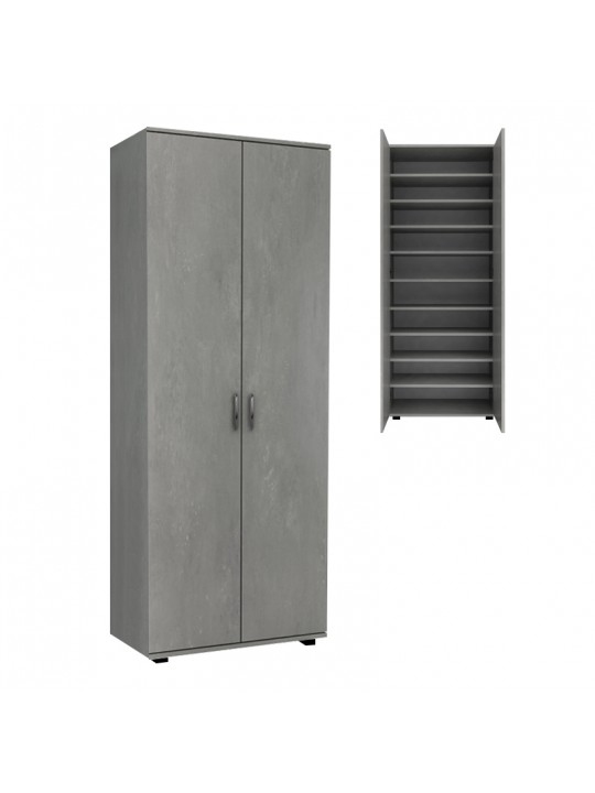 Ντουλάπα ρούχων - παπουτσοθήκη Eric Megapap δίφυλλη χρώμα γκρι σκυροδέματος 76x36x187εκ.