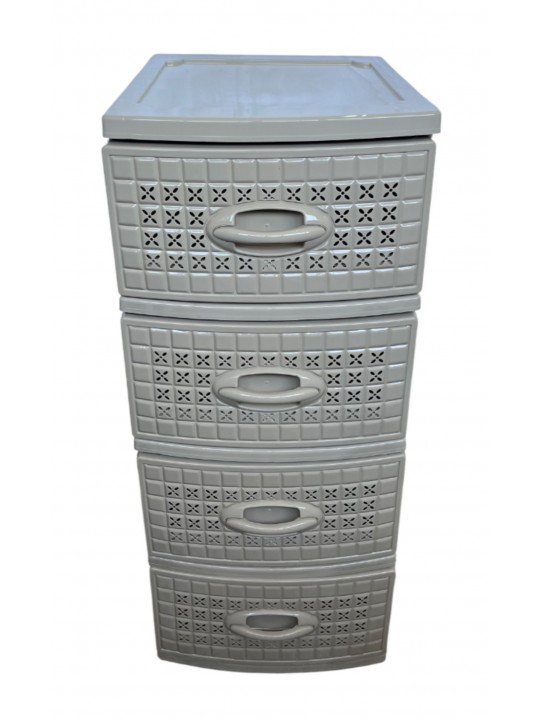 Nektarplast Διάτρητη Συρταριέρα Πλαστική Μπεζ 4 Θέσεων με ροδάκια - City 0113- Υ96εκ x 38εκ x 49 εκ