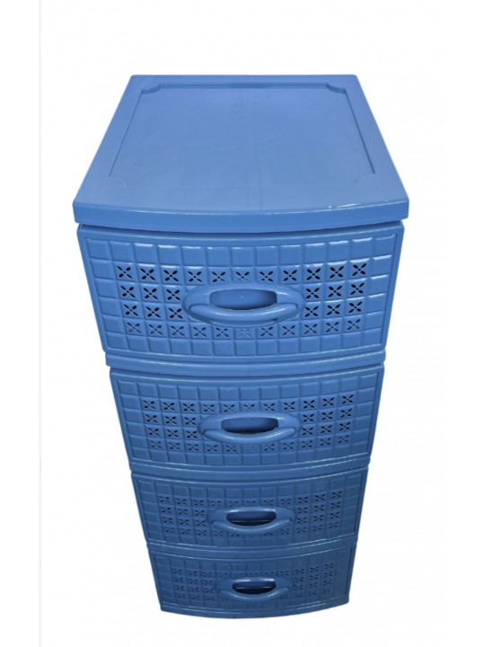 Nektarplast Διάτρητη Συρταριέρα Πλαστική Μπλε 4 Θέσεων με ροδάκια - City  0113- Υ96εκ x 38εκ x 49 εκ